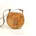 1970s ROUND tooled stitched saddle leather bag with buckle