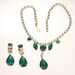 Vintage Emerald Green Necklace Earrings Set Classic Drops Wedding Bride