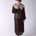 Sheer Vintage 1920s Black Silk Chiffon Dress with Cream Lace Collar