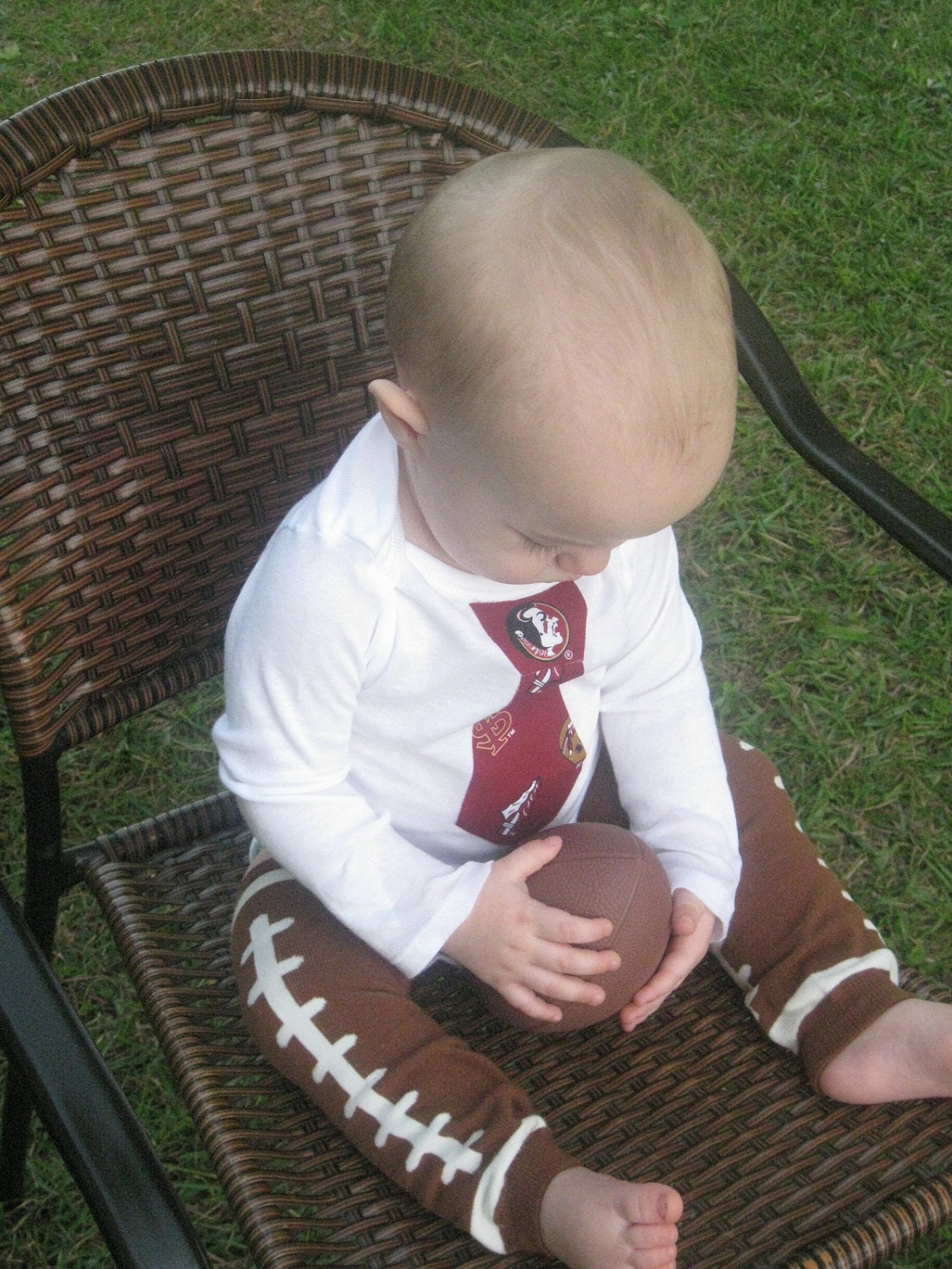 Baby Boy Football Tie OnesieFSU SeminolesCollegiate Tie Tee