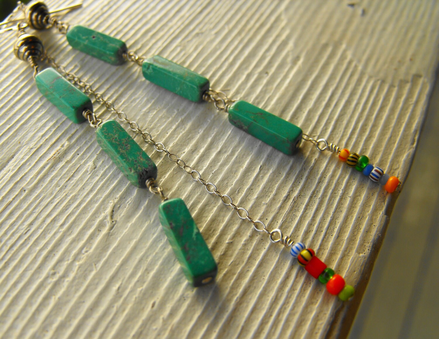 Turquoise Sterling Silver & African Trade Bead by tarahawaii