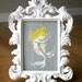 mermaid mother and baby girl 5X7 giclee print. gray and yellow. mothers day gift.