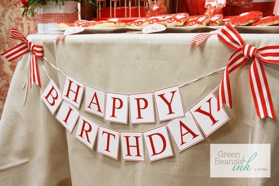 RED FIRETRUCK Printable Party Banner - Boy or Girl Il_570xn