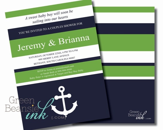ANCHOR Printable Party Invitation - Navy and Kelly Green Printing Available Il_570xn