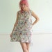 60s Floral Printed Mini Shift Dress MEDIUM LARGE M L Sleeveless Summer Day