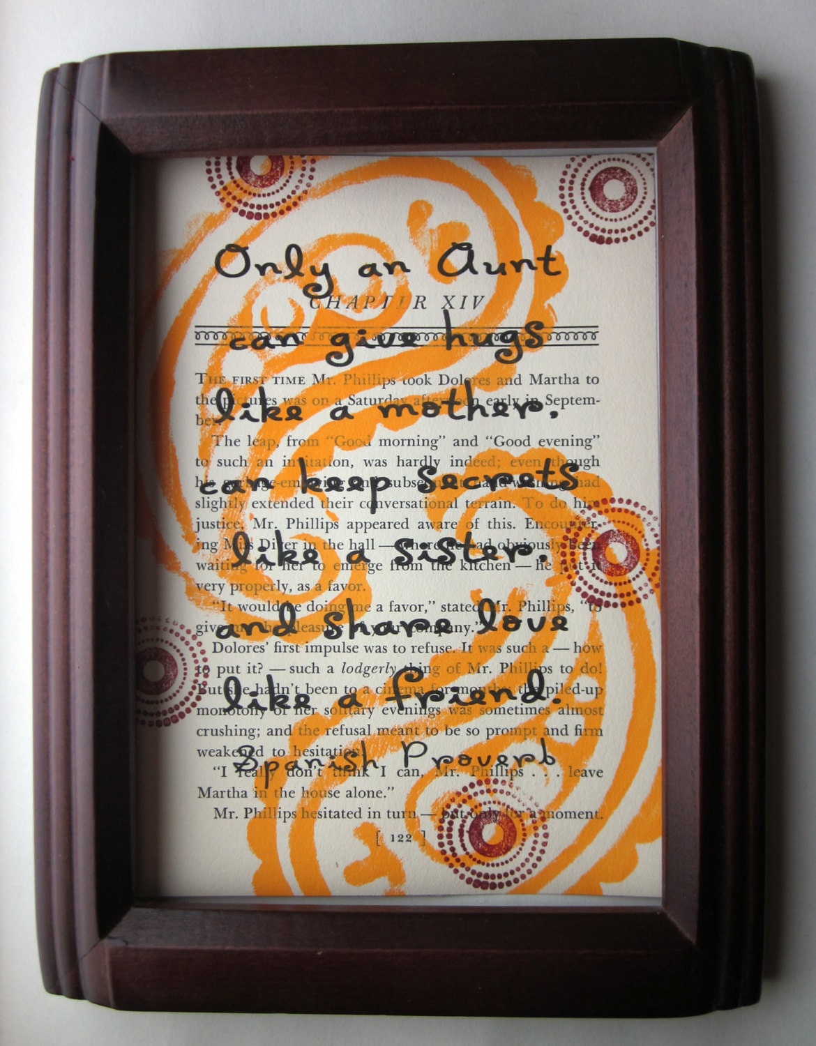 Aunt quote Spanish Proverb print on a book page aunt saying