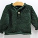 Pullover baby sweater- ''Evergreen"' - long sleeves, hand knit, single button pullover in 12 month size
