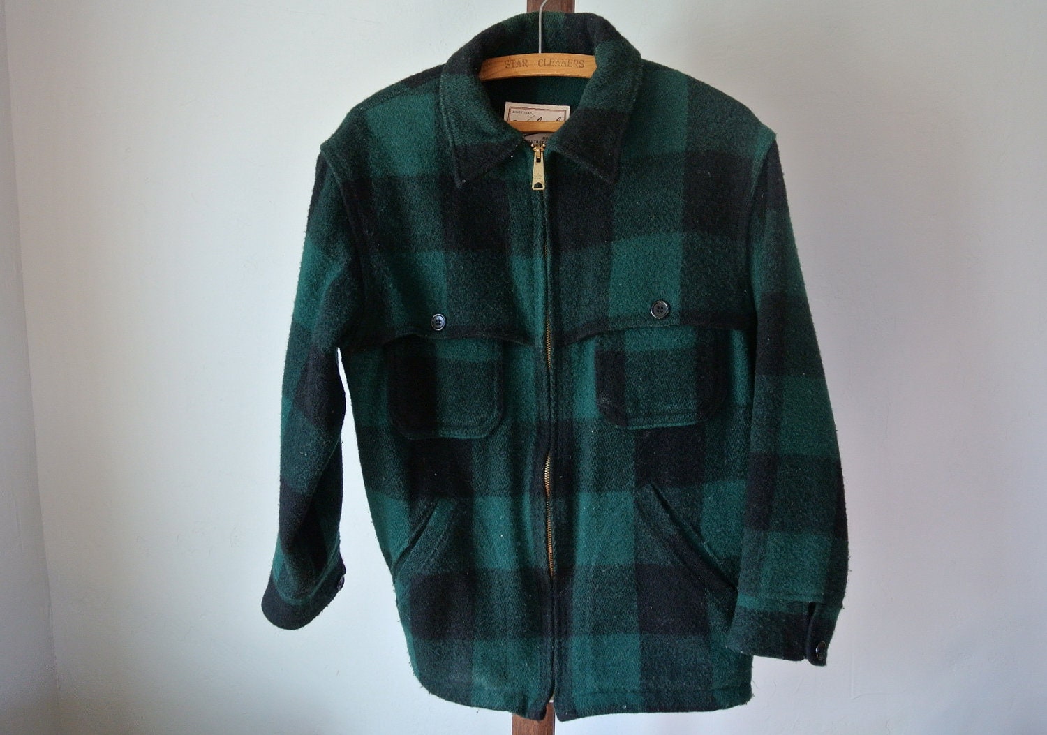 Vintage WOOLRICH Green Buffalo Plaid Hunting Jacket S/M