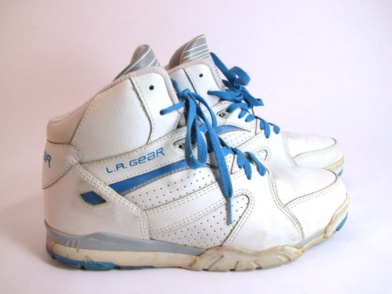 Vintage L.A. Gear Air Blue and White High Tops 90s by Kokorokoko