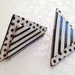 Vintage Black and White Earrings. Acrylic. Triangle. Bold. Angular. Retro. Polka Dot. Stripes. Minimalist. 1980s.