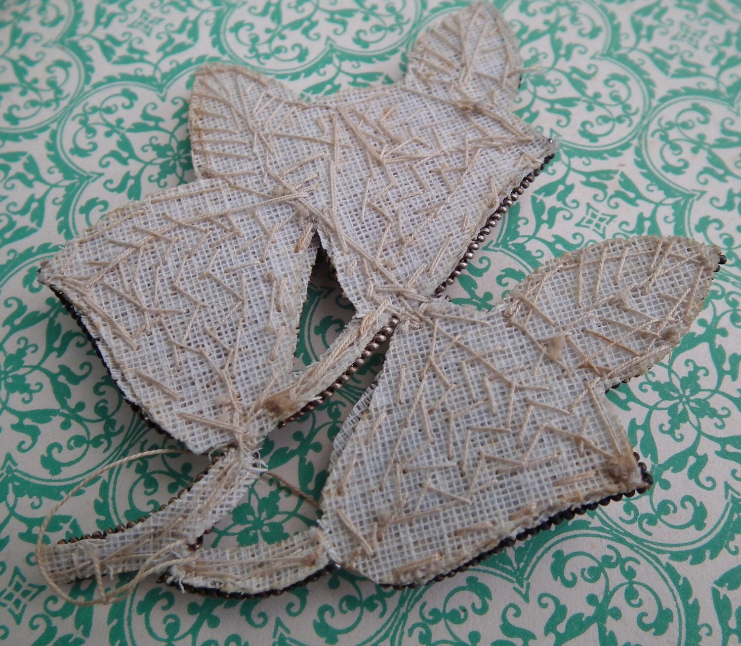 Vintage Applique Trim Art Deco 1920s 1930s Rhinestones Beaded