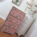 Vintage Wallpaper Cabinet Dresser - Dream House Label - Shabby Vintage Pink Cabbage Roses Storage Chest Drawers