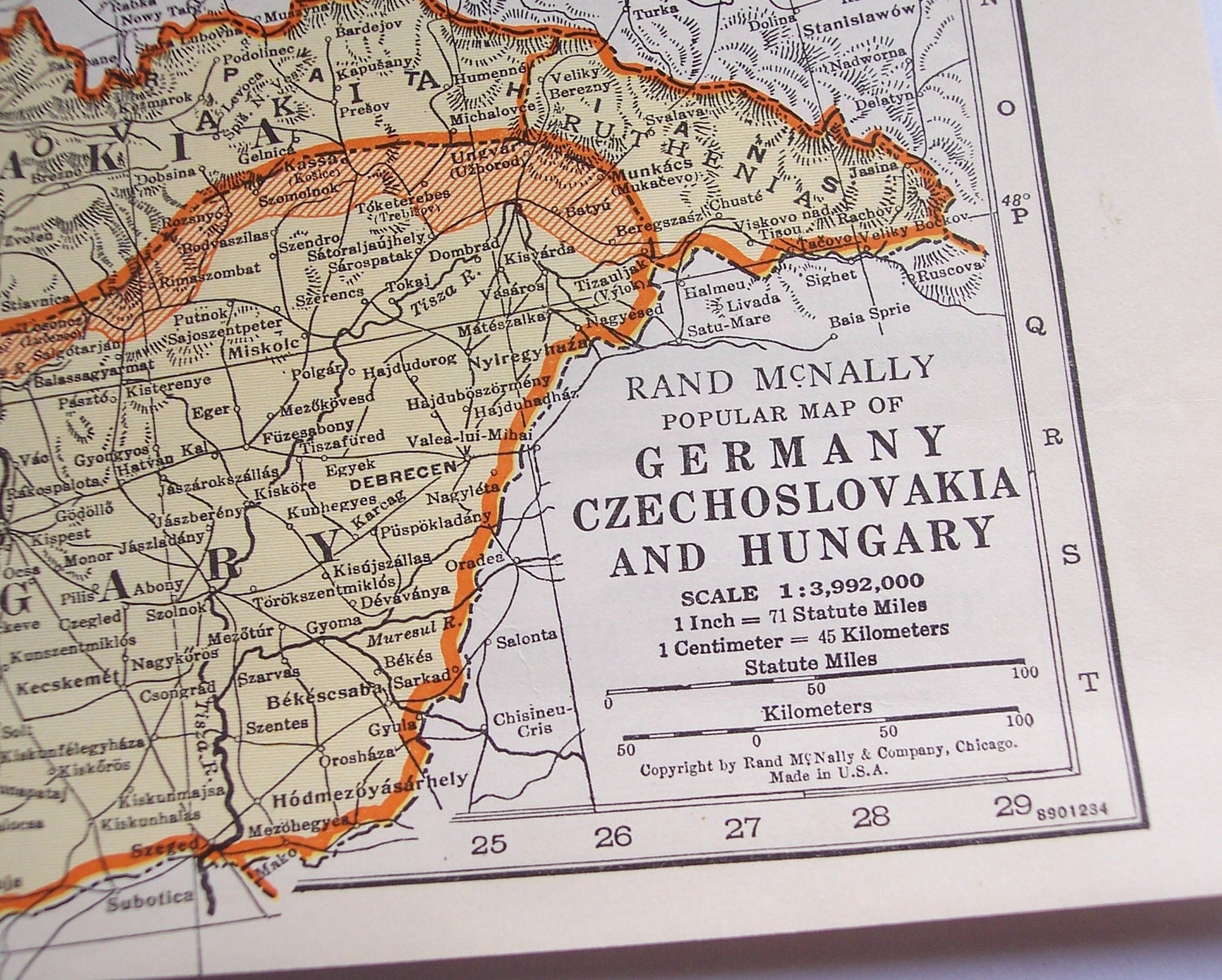 Germany Czechoslovakia 1939 Vintage Atlas Map By Moosehornvintage