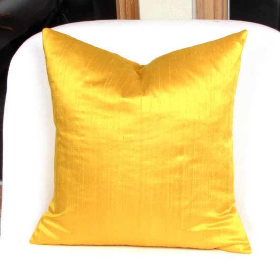 Yellow Dupioni Silk Pillow Cover 18 inch 20 inch by MiCasaBella