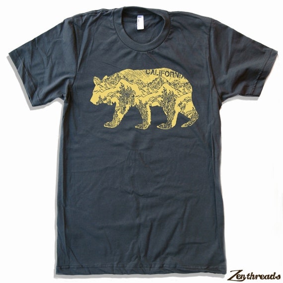 Mens California BEAR T Shirt s m l xl xxl Color by ZenThreads