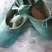 DANUSHAROSE Vintage Magical Ocean Mermaid Aqua Blue Stardust Ballet Pointe Toe Shoes