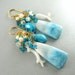 Reserved- Larimar, White Coral, and Sleeping Beauty Turquoise Cluster Earrings