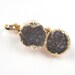 Gold Clip On Druzy Earrings Grey Greige Jasper Druzy Petite Post Coin Earrings Fall Fashion - Jeanette