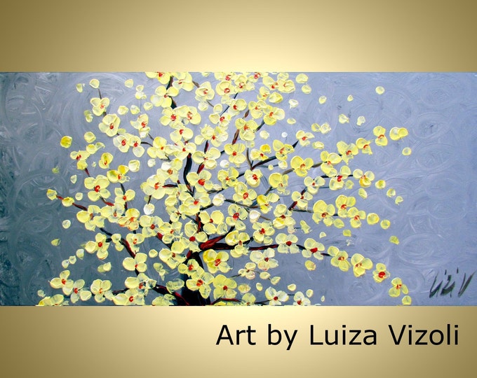 Original Oil Painting Tree Landscape Modern Fine Art by Luiza Vizoli VANILLA BLOSSOM