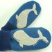 Felt Mittens Whale Recycled Mittens Fleece Lined Mittens Blue and Grey Whale Applique Leather Palm Eco Friendly Size M