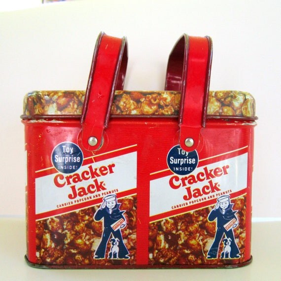 Vintage Cracker Jack Lunch Box 1930s Tin Box Metal Lunch Pail