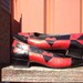 Awesome 80s vintage leather red and black queen of hearts loafers