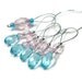 Knitting Stitch Markers Set, Beaded, Snag Free, Aqua, Blue, Pale Pink, Knitting Tools, Knitting Accessories, Gift for knitter