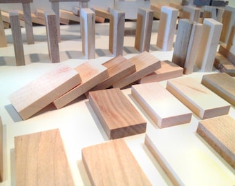 125 Domino Size Blocks - made from reclaimed white oak wood