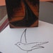 Vintage French Rubber Stamp Bird Swallow in Flight