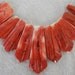 SALE SALE Smooth Polished Spiny Oyster Shell Fan Pointed End Shaped 4" Graduated Strand Beautiful Deep Coral 11 Piences