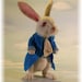 Wonderland The White Rabbit in a Blue Waistcoat Needle felted Storybook OOAK Doll