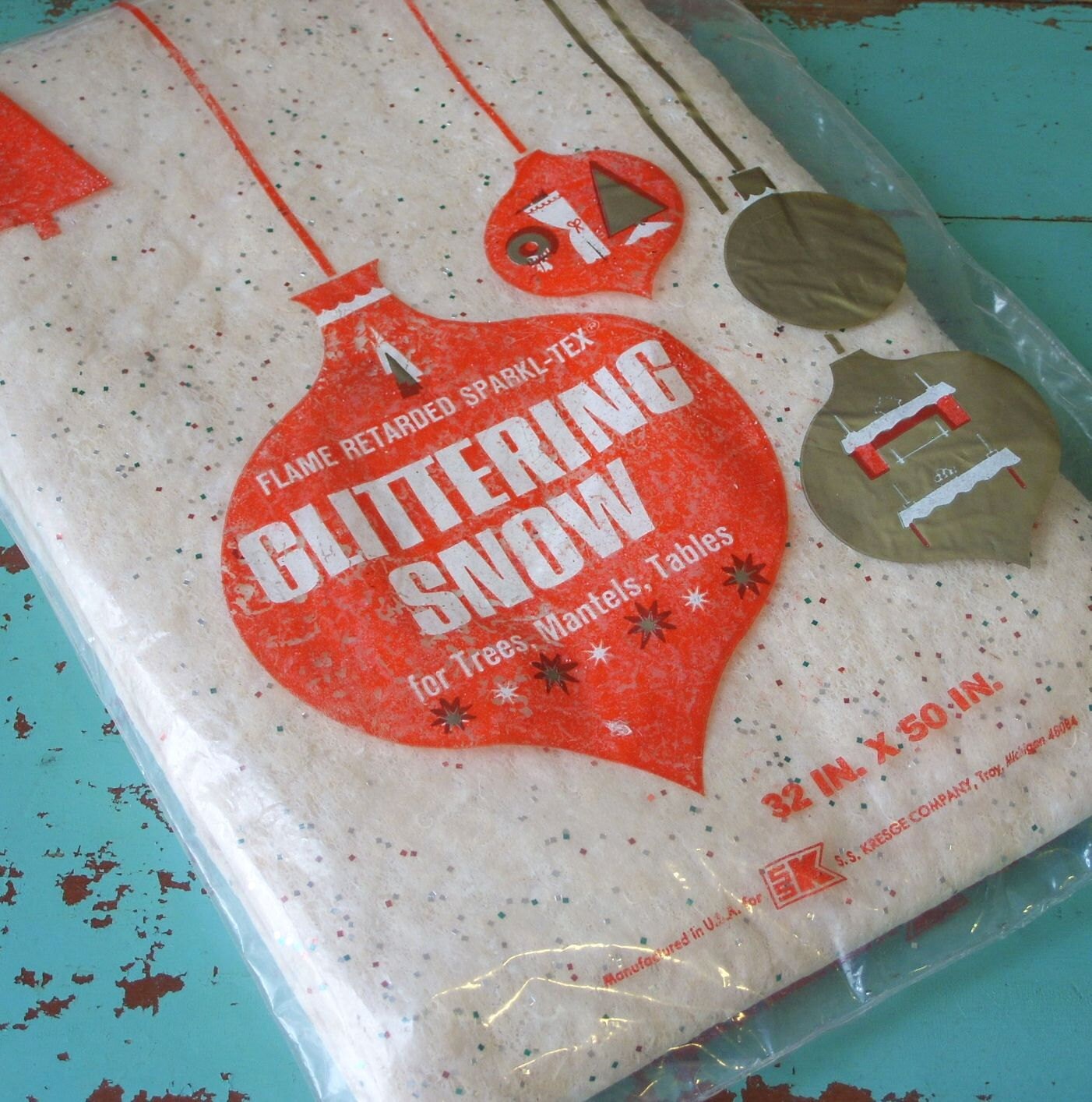 Glittering Snow Vintage Cotton Batting with Glitter for Trees