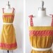 1970s sundress/ vintage 70s floral dress / yellow and red daisy calico sundress