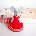 Red Felt mouse plush in matchbox bed Queen of hearts