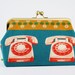 Cosmetic pouch - Red rotary phones - metal frame clutch bag