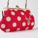 Little handbag - Echino Buck in pink - metal frame purse with shoulder strap