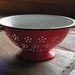 Vintage Red Orange Made in Japan Kitchen Enamelware Bowl Colander
