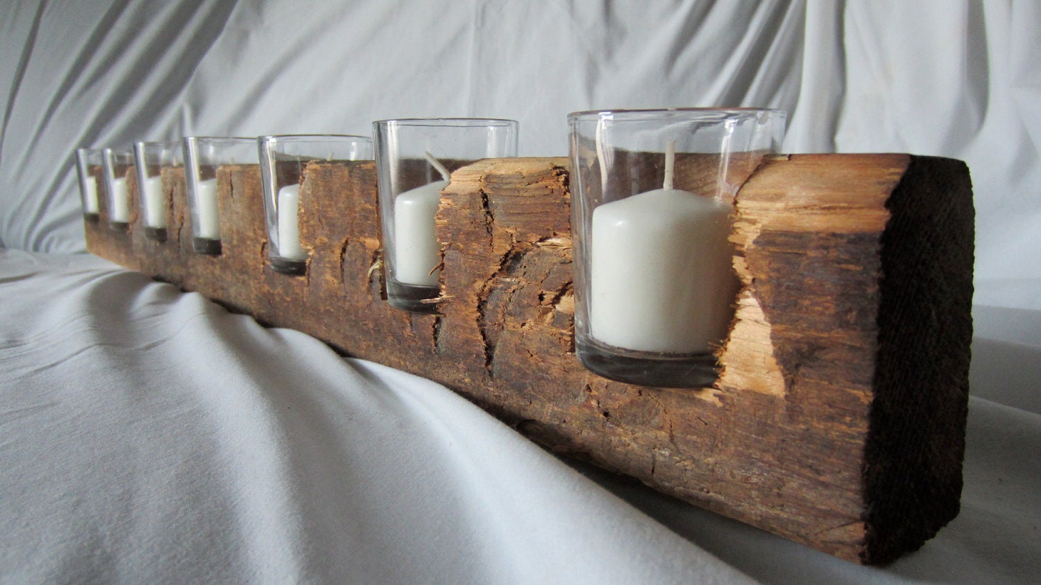 Simple Long Wooden Candle Holder 