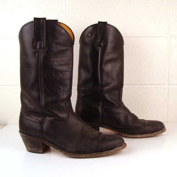 Frye Cowboy Boots Vintage 1980s Western Black Mens 13 EE