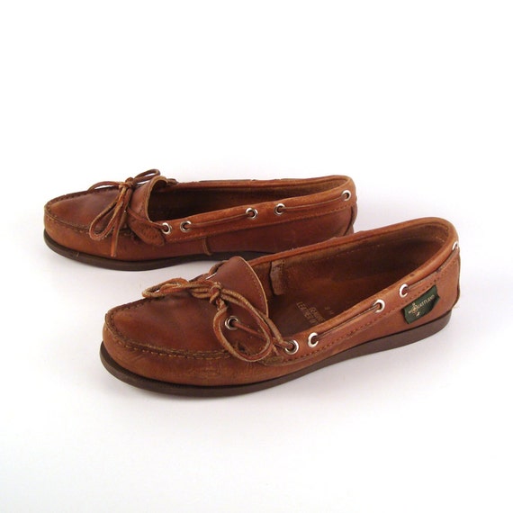 Eastland Boat Shoes Vintage 1980s Distressed Brown Leather
