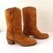 Suede Cowboy Boots Vintage 1970s Carmel Tan Brown Stacked Heel LL Bean Men's size 10