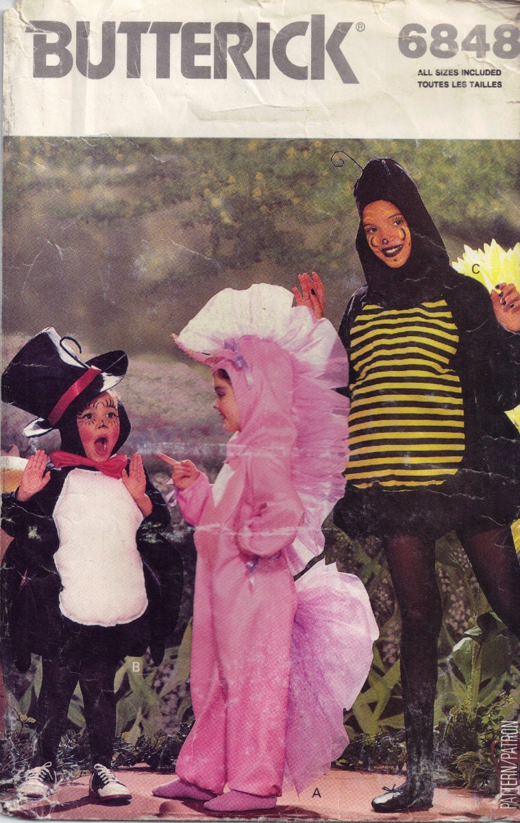 Butterick 6848 Children 1988 Sewing Pattern Halloween Costume