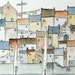 original watercolor painting of a harbor town