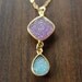 Geometric Purple Druzy Necklace 14k Gold