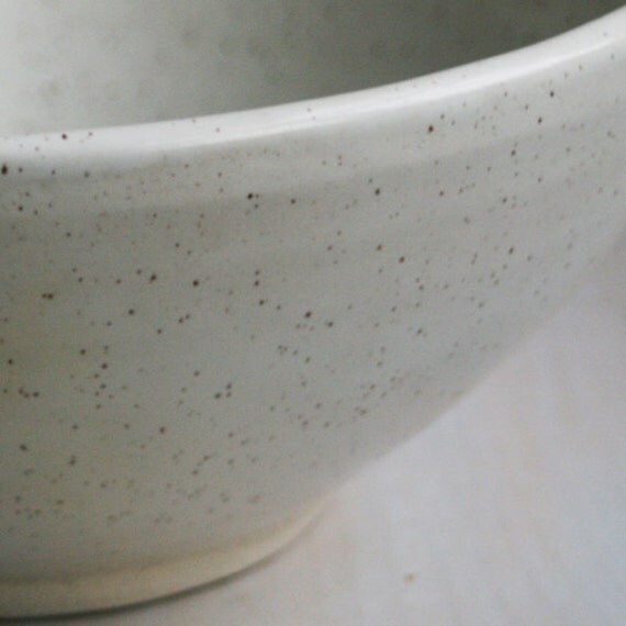 Extra Large White Serving Bowl Handmade White Speckled Rustic
