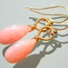 Kiki earrings-- sterling silver 14k gold filled AAA Pink Opal hoop chandelier dangle earrings