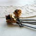 Copper earrings horn bead raw brass filigree dark romantic earrings - True to You