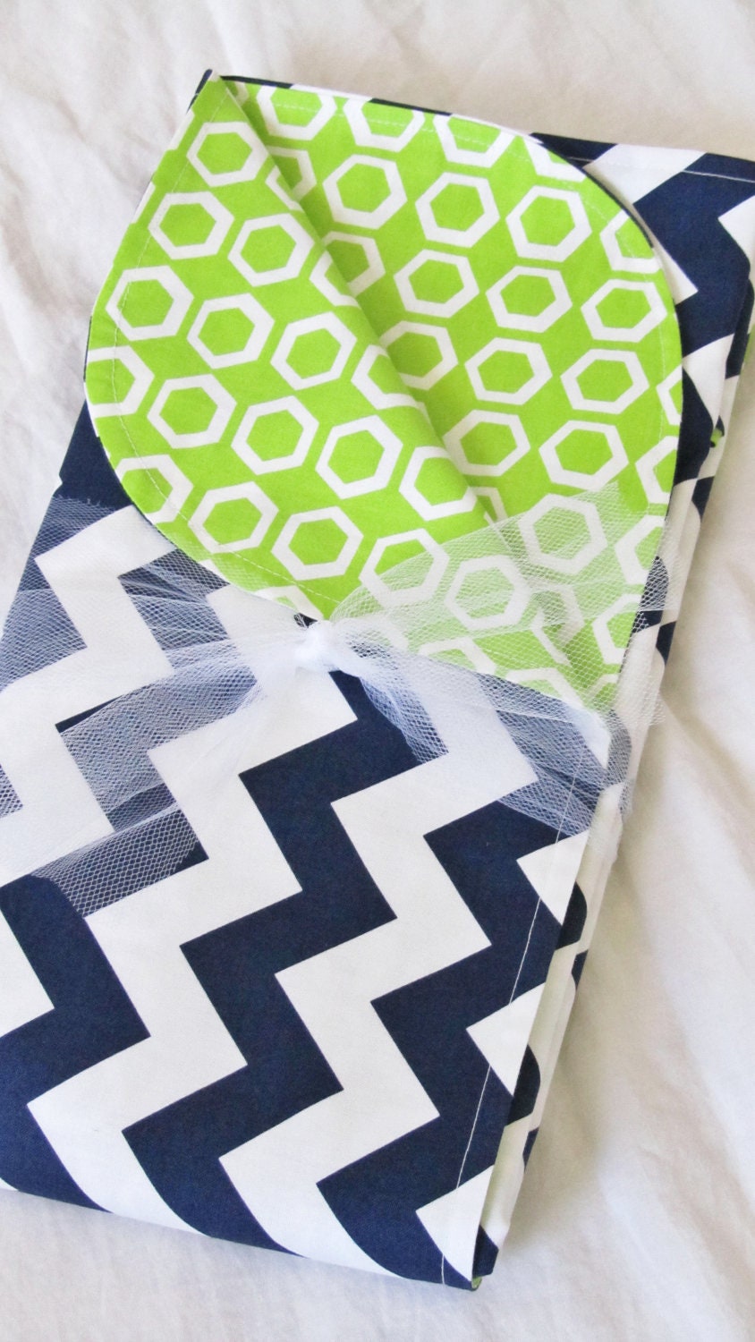 Baby Car Seat Cover Canopy for boy or girl lime green navy
