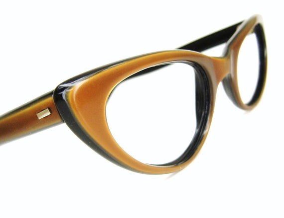 Vintage 50s Eyeglasses Copper Cat Eye Frame Safilo