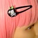 Creepy Cute Black Poison Glitter Apple Hair Snap Clip Barrette White Skull Crossbones